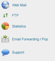 FTP, webmail, Stats, Email POP/forwarding, Tech Support
